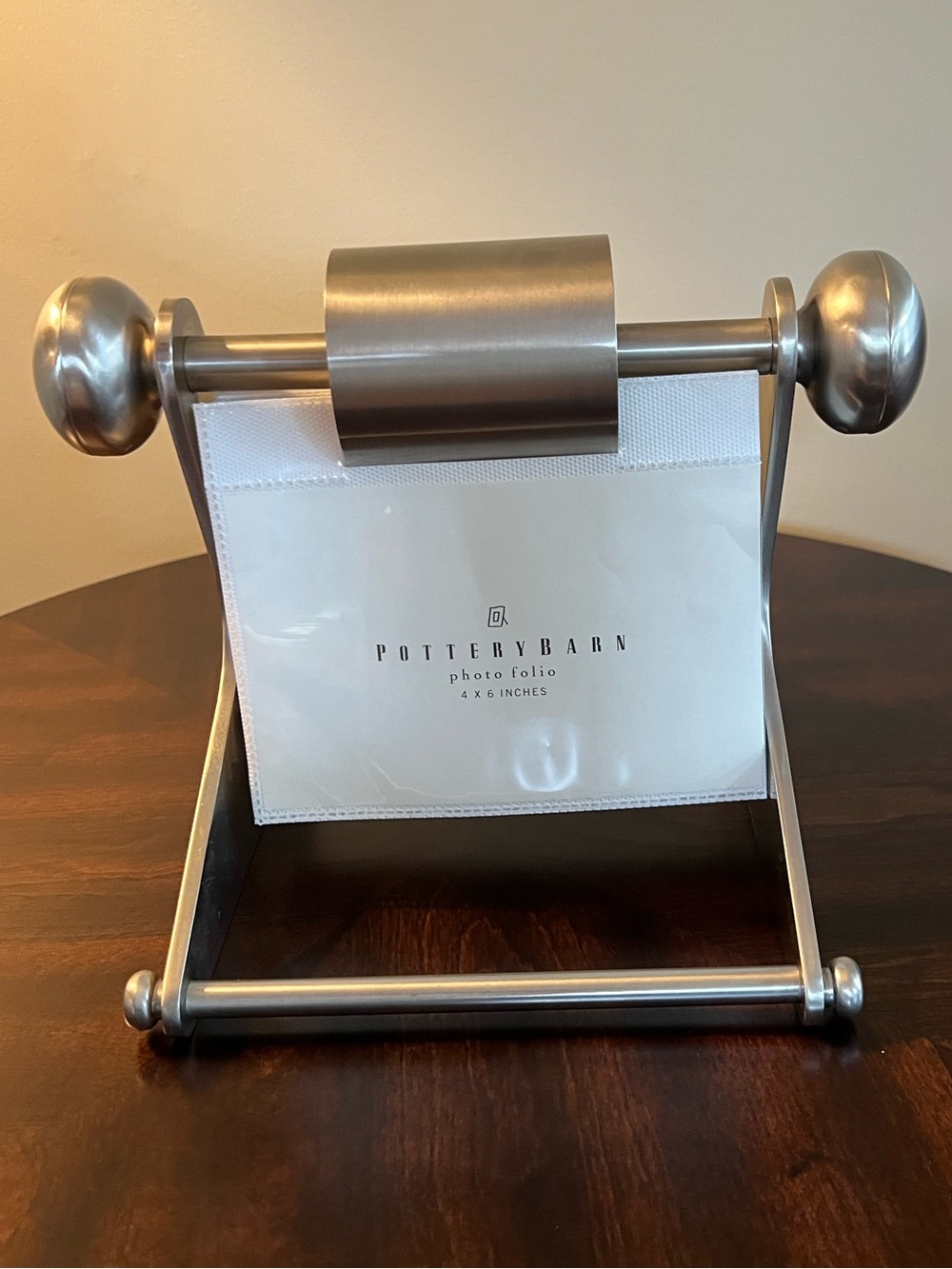 Pottery Barn Brushed Stainless Steel 4x6 Photo Folio Rolodex | Vintage